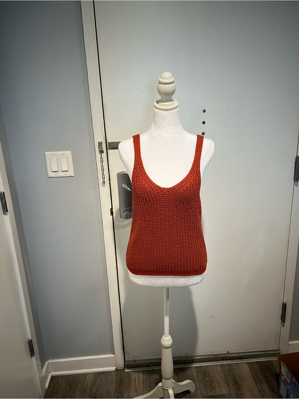 Harper Red Ribbed V-Neck Knit Tank